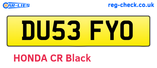 DU53FYO are the vehicle registration plates.