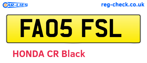 FA05FSL are the vehicle registration plates.