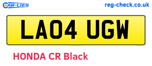 LA04UGW are the vehicle registration plates.