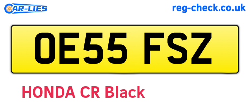 OE55FSZ are the vehicle registration plates.