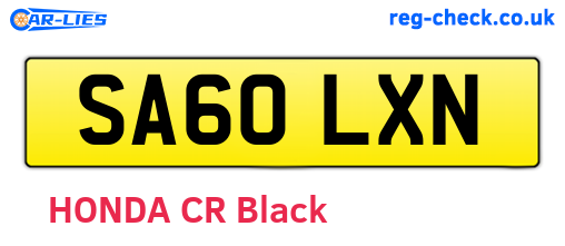 SA60LXN are the vehicle registration plates.