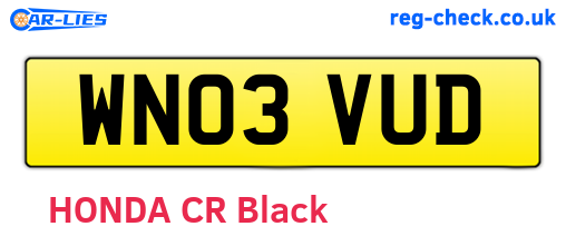 WN03VUD are the vehicle registration plates.