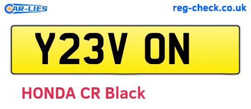 Y23VON are the vehicle registration plates.