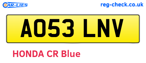 AO53LNV are the vehicle registration plates.