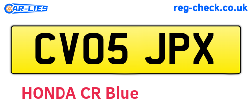 CV05JPX are the vehicle registration plates.