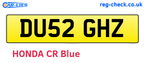 DU52GHZ are the vehicle registration plates.