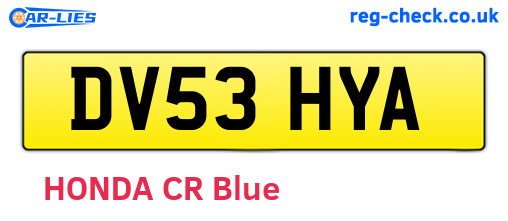 DV53HYA are the vehicle registration plates.