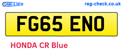 FG65ENO are the vehicle registration plates.