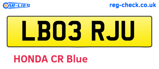 LB03RJU are the vehicle registration plates.