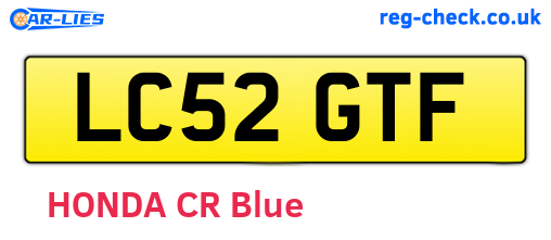 LC52GTF are the vehicle registration plates.