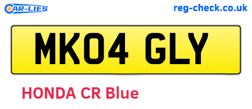 MK04GLY are the vehicle registration plates.