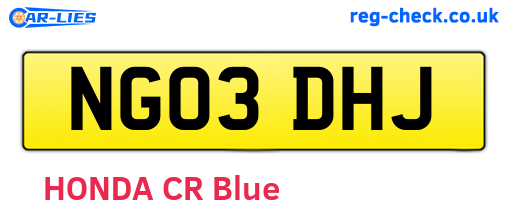 NG03DHJ are the vehicle registration plates.