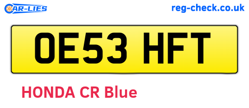 OE53HFT are the vehicle registration plates.