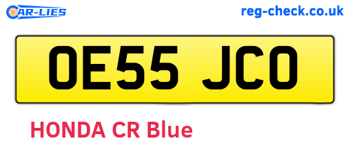 OE55JCO are the vehicle registration plates.