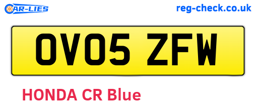 OV05ZFW are the vehicle registration plates.