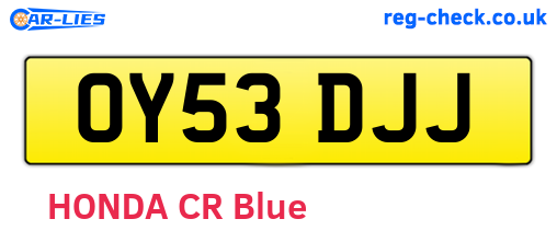 OY53DJJ are the vehicle registration plates.