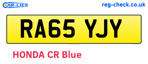 RA65YJY are the vehicle registration plates.