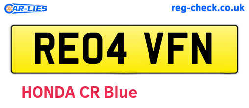 RE04VFN are the vehicle registration plates.