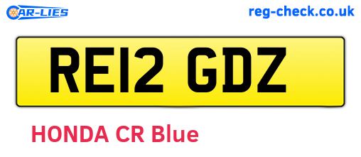 RE12GDZ are the vehicle registration plates.