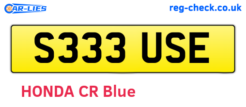 S333USE are the vehicle registration plates.