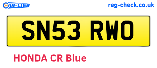SN53RWO are the vehicle registration plates.