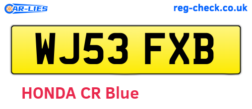 WJ53FXB are the vehicle registration plates.