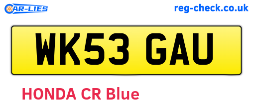 WK53GAU are the vehicle registration plates.