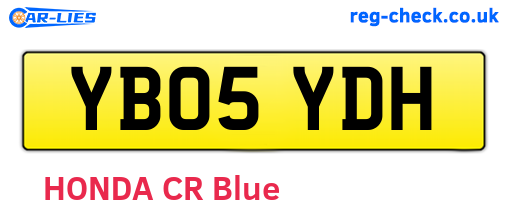 YB05YDH are the vehicle registration plates.