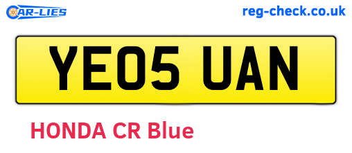 YE05UAN are the vehicle registration plates.