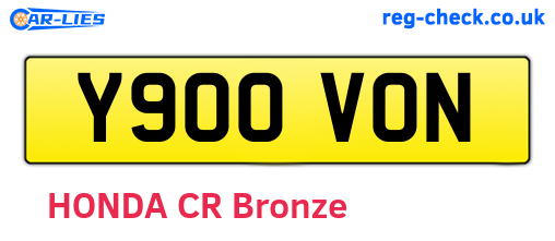 Y900VON are the vehicle registration plates.