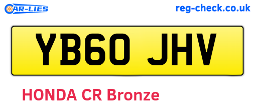 YB60JHV are the vehicle registration plates.