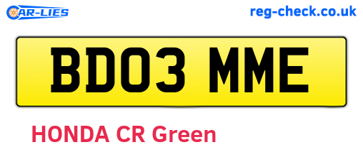 BD03MME are the vehicle registration plates.