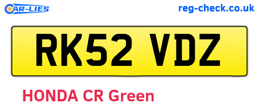 RK52VDZ are the vehicle registration plates.
