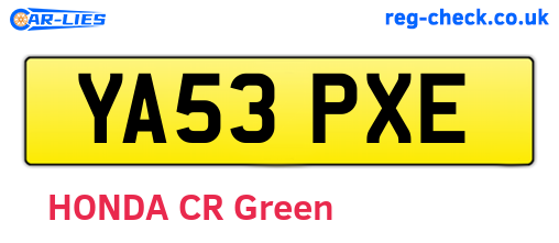 YA53PXE are the vehicle registration plates.