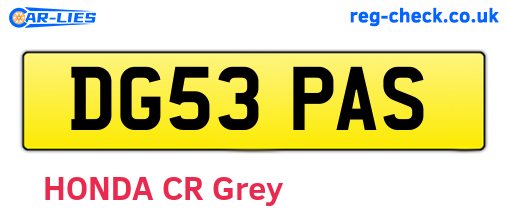 DG53PAS are the vehicle registration plates.