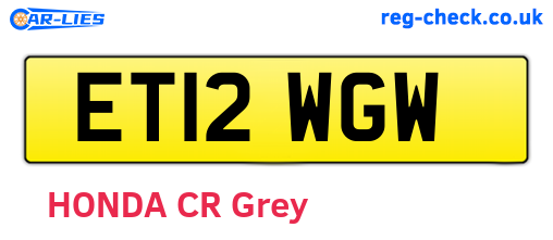 ET12WGW are the vehicle registration plates.