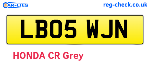 LB05WJN are the vehicle registration plates.