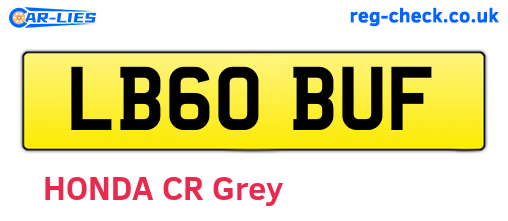 LB60BUF are the vehicle registration plates.