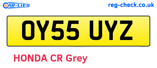 OY55UYZ are the vehicle registration plates.