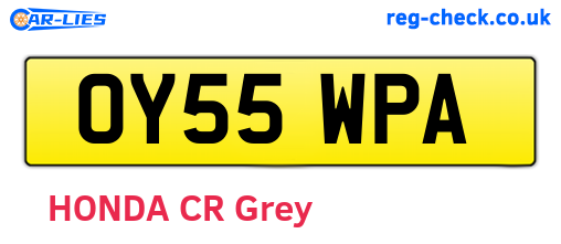 OY55WPA are the vehicle registration plates.