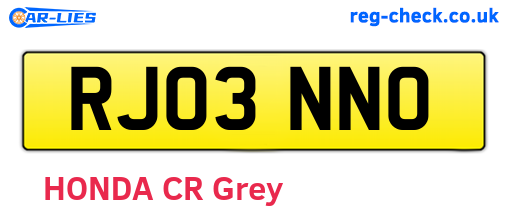 RJ03NNO are the vehicle registration plates.