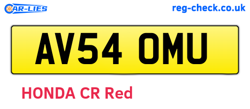 AV54OMU are the vehicle registration plates.