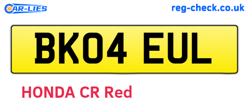BK04EUL are the vehicle registration plates.