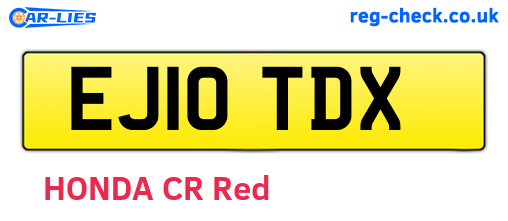 EJ10TDX are the vehicle registration plates.