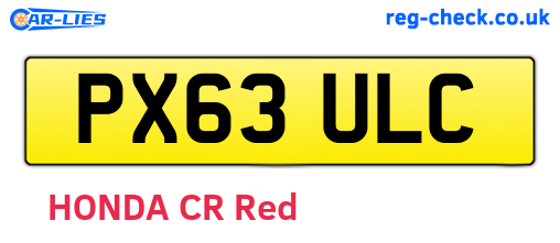 PX63ULC are the vehicle registration plates.