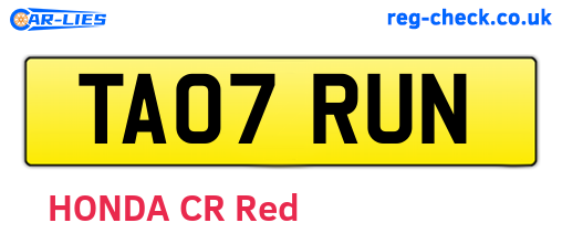 TA07RUN are the vehicle registration plates.