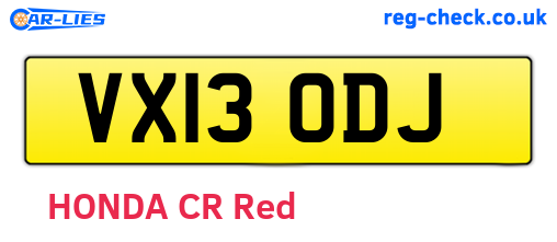 VX13ODJ are the vehicle registration plates.
