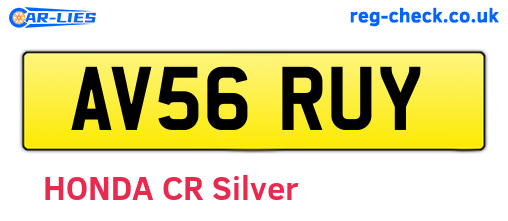 AV56RUY are the vehicle registration plates.