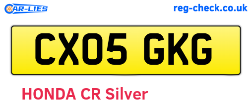 CX05GKG are the vehicle registration plates.