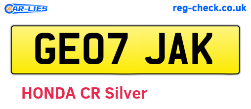 GE07JAK are the vehicle registration plates.
